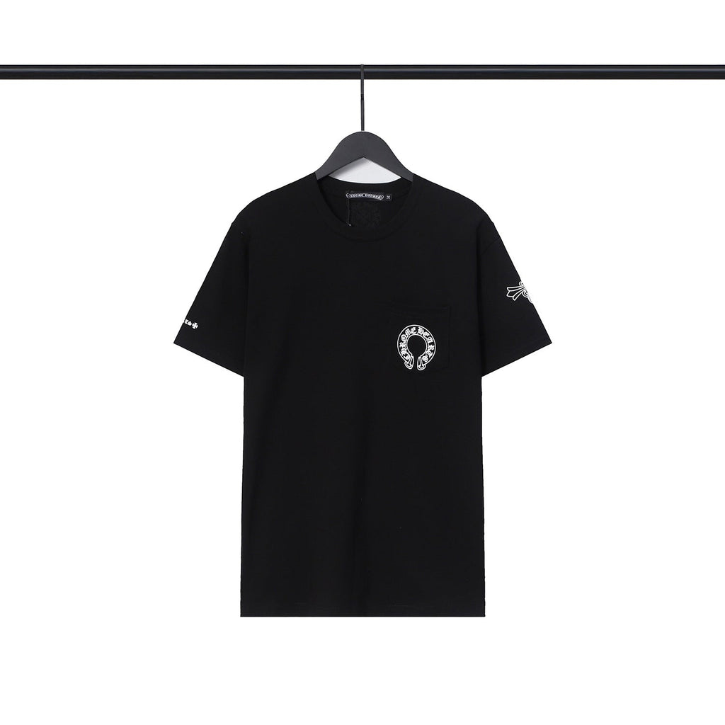 CHH Chrome Heart T Shirts Chrome Hearts Cross Sanskrit Print Short Sleeve Crew Neck T-Shirt